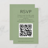 Einfaches QR Code Sage Green Wedding RSVP Begleitkarte (Vorne/Hinten)