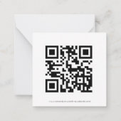 Einfaches QR-Code Schwarz-weiß Hochzeitsszenario R Mitteilungskarte (Rückseite)