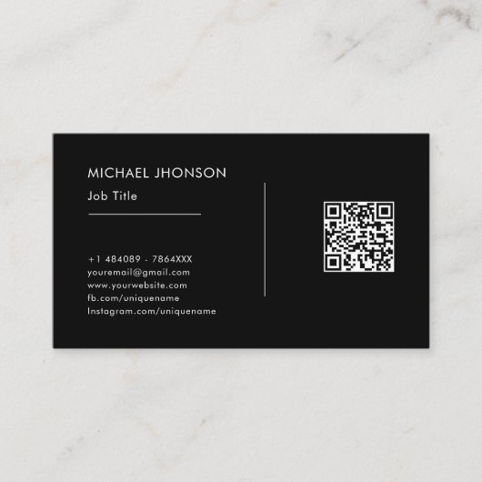 Einfaches QR-Code Schwarz-Weiß-Logo für soziale Me Visitenkarte (Vorderseite)