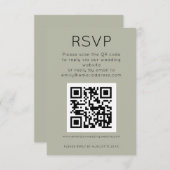 Einfaches QR Code Soft Sage Wedding RSVP Begleitkarte (Vorne/Hinten)