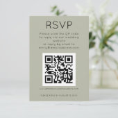 Einfaches QR Code Soft Sage Wedding RSVP Begleitkarte (Stehend Vorderseite)