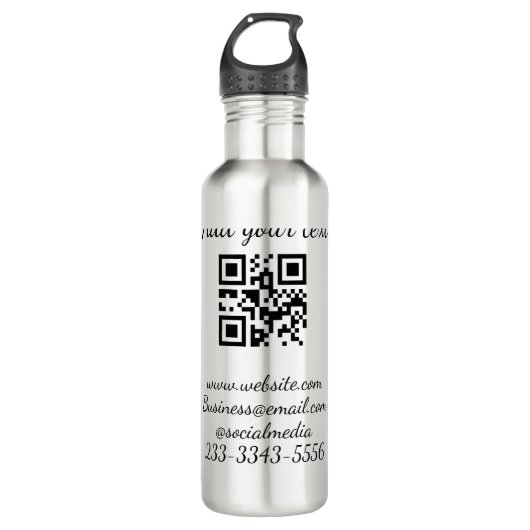 Einfaches QR-Code, um den Klassiker Ihres Namens h Edelstahlflasche (Vorderseite)