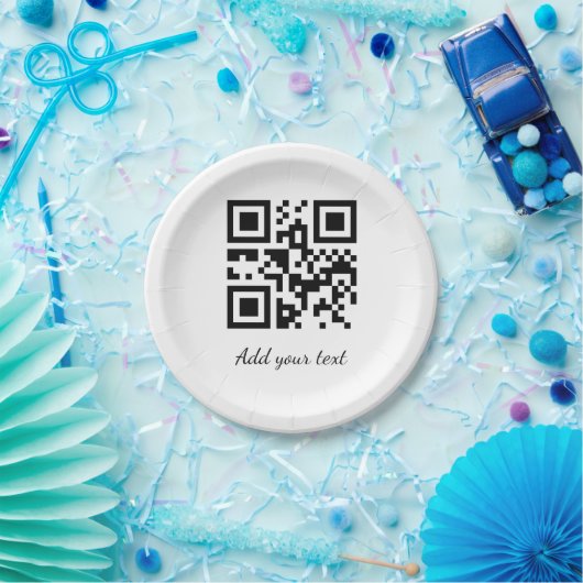 Einfaches QR-Code, um den Klassiker Ihres Namens h Pappteller (Party)