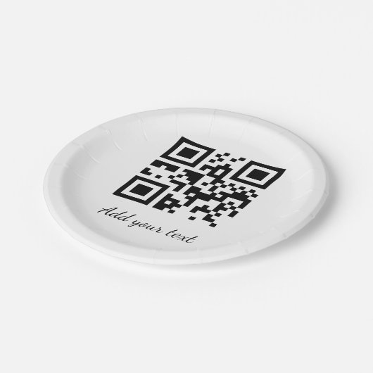 Einfaches QR-Code, um den Klassiker Ihres Namens h Pappteller (Schrägansicht)
