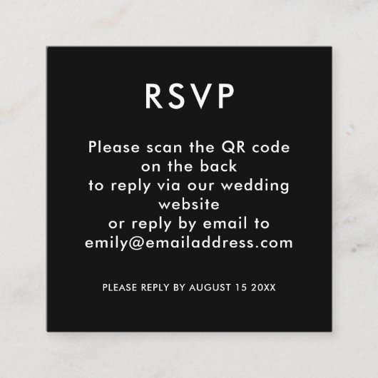 Einfaches QR Code White Black Wedding RSVP Begleitkarte (Vorderseite)