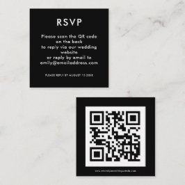 Einfaches QR Code White Black Wedding RSVP Begleitkarte