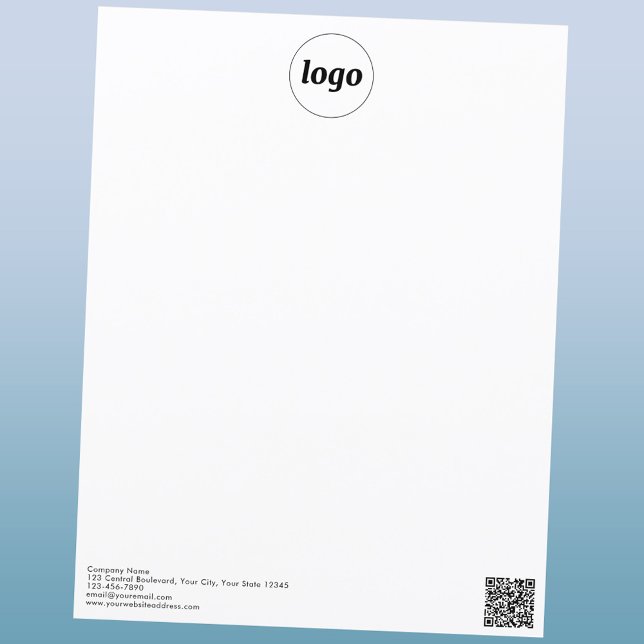 Einfaches QR-Logo Berufliche Buchstaben (Logo QR code and custom text promotional business letterhead paper)