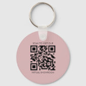 Einfaches QR-Logo-Branding für Unternehmen Rosa Schlüsselanhänger (Rückseite)