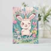 Einfaches Rabbit Bunny Digital Geburtstag Karte (Stehend Vorderseite)