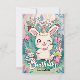 Einfaches Rabbit Bunny Digital Geburtstag Karte