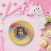 Einfaches Rainbow Custom Birthday Foto Pappteller (Party)