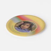 Einfaches Rainbow Custom Birthday Foto Pappteller (Schrägansicht)