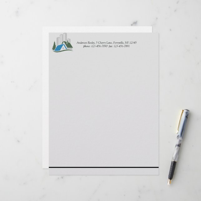 Einfaches Real Anwesen Briefbogen (Vorderseite/Rückseite Beispiel)