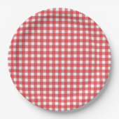 Einfaches Red Country Gingham Pattern Party Pappteller (Vorderseite)