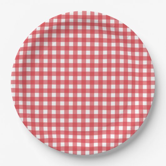 Einfaches Red Country Gingham Pattern Party Pappteller (Vorderseite)