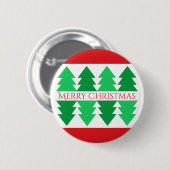 Einfaches Red Merry Christmas Green Tree Design Button (Vorne & Hinten)