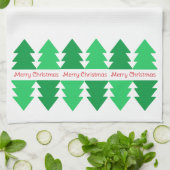 Einfaches Red Merry Christmas Green Tree Design Geschirrtuch (Gefaltet)