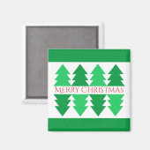 Einfaches Red Merry Christmas Green Tree Design Magnet (Vorderseite/Rückseite)