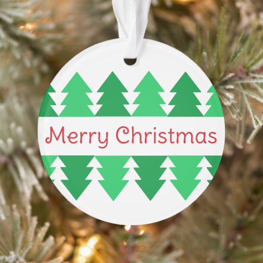 Einfaches Red Merry Christmas Green Tree Design Ornament (Baum)