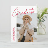 Einfaches Red Script 5 Foto Collage Abschluss Ankündigung (Stehend Vorderseite)