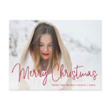 Einfaches Red Script Foto Modernes Elegantes Weihn