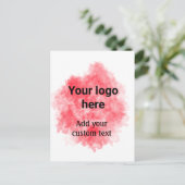 Einfaches red watercolor add your logo postkarte (Stehend Vorderseite)
