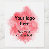 Einfaches red watercolor add your logo weinetikett (Einzelnes Label)