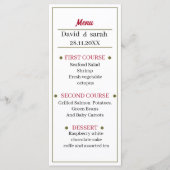 Einfaches Red Wedding Dinner Menükarte (Vorderseite)