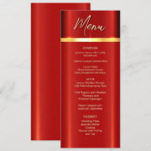 Einfaches Red Wedding Menu Menükarte (Vorne/Hinten)