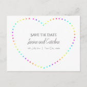 Einfaches Regenbogenherz Save the Date Postkarte (Vorderseite)
