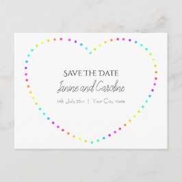 Einfaches Regenbogenherz Save the Date Postkarte