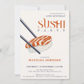 Einfaches Retro 50. Geburtstag Sushi Party Einladung (Vorderseite)