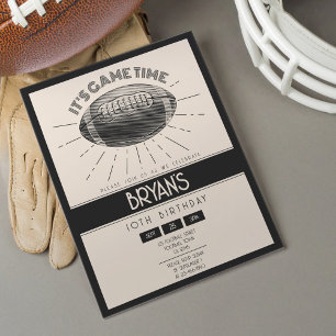 Einfaches Retro Black Football Budget Geburtstagsa