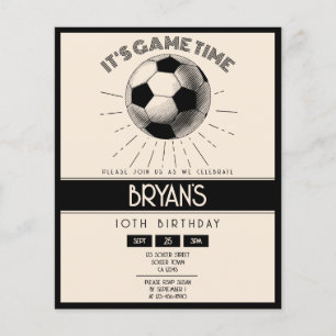 Einfaches Retro Black Soccer Budget Geburtstag Ein