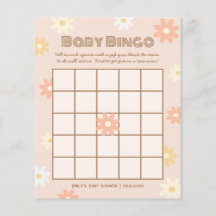 Einfaches Retro Boho Daisy Baby Dusche Bingo Spiel