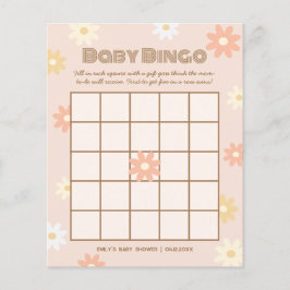 Einfaches Retro Boho Daisy Baby Dusche Bingo Spiel