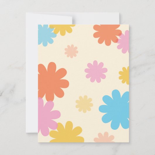 Einfaches Retro Groovy Blume Brautparty Einladung (Rückseite)