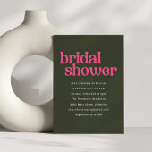 Einfaches Retro Groovy Hot Pink Green Brautparty Einladung