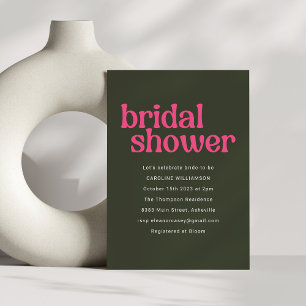 Einfaches Retro Groovy Hot Pink Green Brautparty Einladung