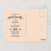 Einfaches Retro-Rosa-Foto-Graduate-Party Postkarte (Rückseite)