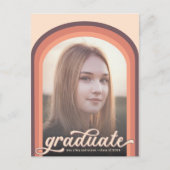 Einfaches Retro-Rosa-Foto-Graduate-Party Postkarte (Vorderseite)