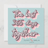 Einfaches Retro-Rosa Pastel 1. Hochzeit Jubiläum Karte (Vorderseite)