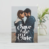 Einfaches Retro-Save the Date Foto Ankündigung (Stehend Vorderseite)