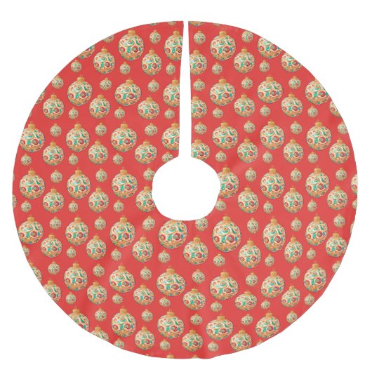 Einfaches Retro-Weihnachtsgeschmack Polyester Weihnachtsbaumdecke (Vorderseite)