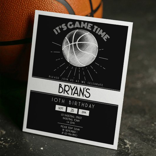 Einfaches Retro-weißes Basketballbudget Geburtstag