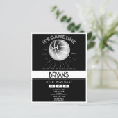 Einfaches Retro-weißes Basketballbudget Geburtstag (Stehend Vorderseite)