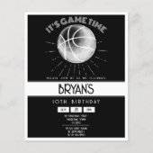 Einfaches Retro-weißes Basketballbudget Geburtstag (Vorderseite)