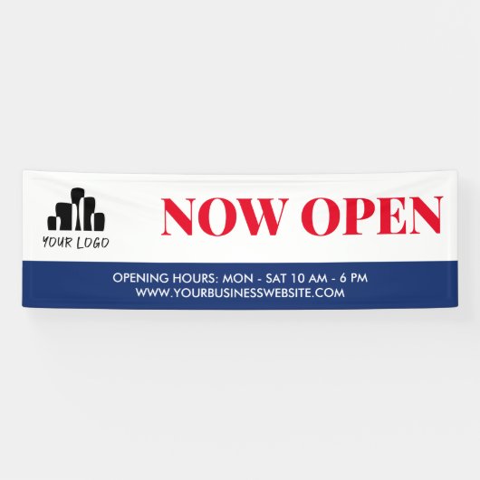 Einfaches Roblau Weiß Ihr Logo jetzt öffnen Banner (Horizontal)