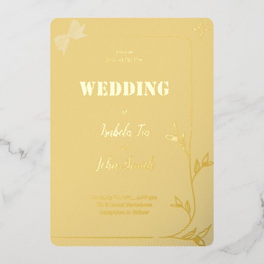 EINFACHES ROMANTISCHES DESIGN FOLIENEINLADUNG (Vorderseite)