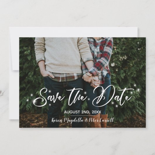 Einfaches Romantisches Script Starry Foto Save the Date (Vorderseite)